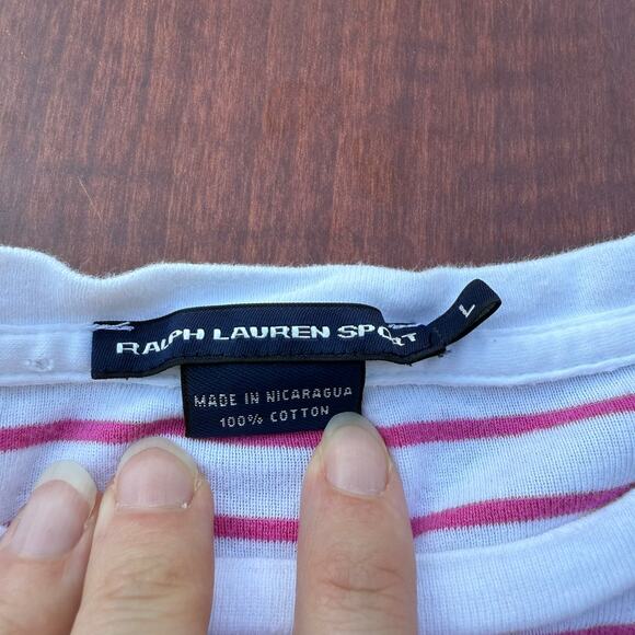 Ralph Lauren Sport Red & White Striped Top - Size L - Picture 4 of 5